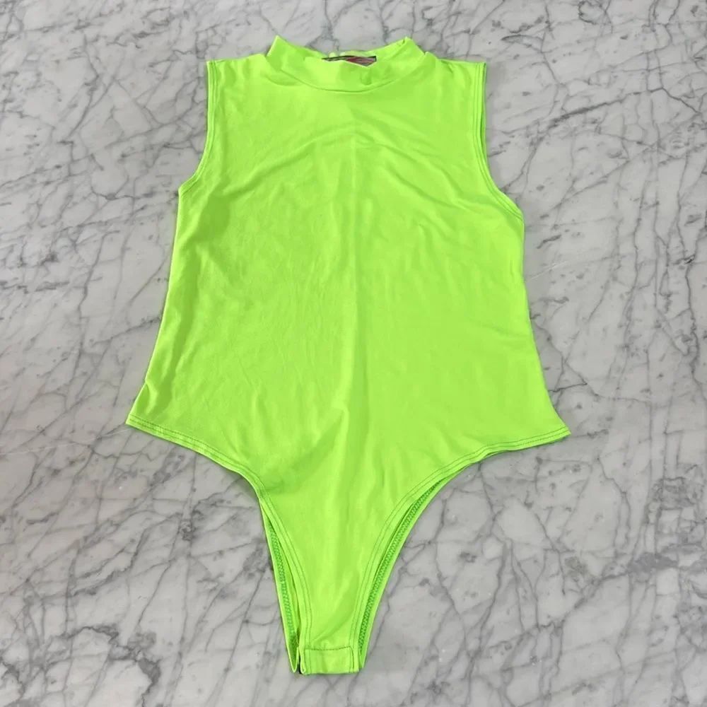 Women’s 80’s Neon Yellow Bodysuit Sz XL
